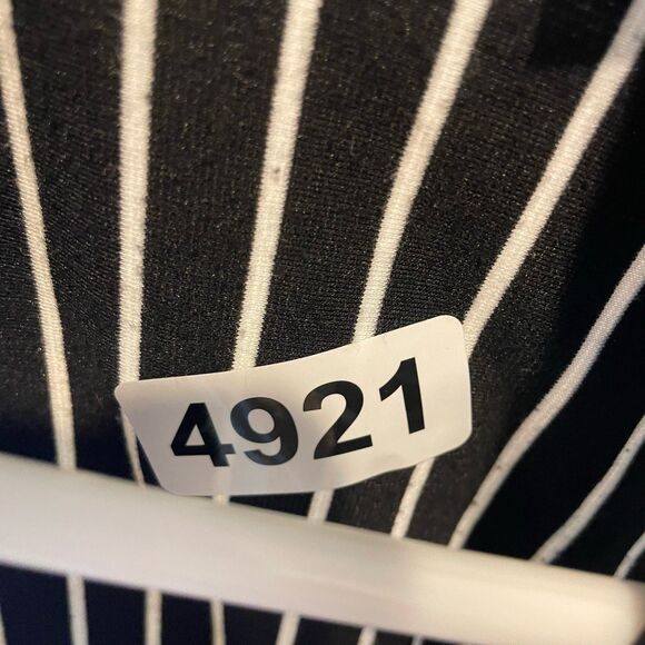 New York & Co. Striped Sleeveless Collared Jumpsuit Black White Small Chic Women - Picture 10 of 11